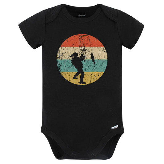 Retro Fisherwoman Female Athlete Fishing Girls Sports Baby Bodysuit (Black)