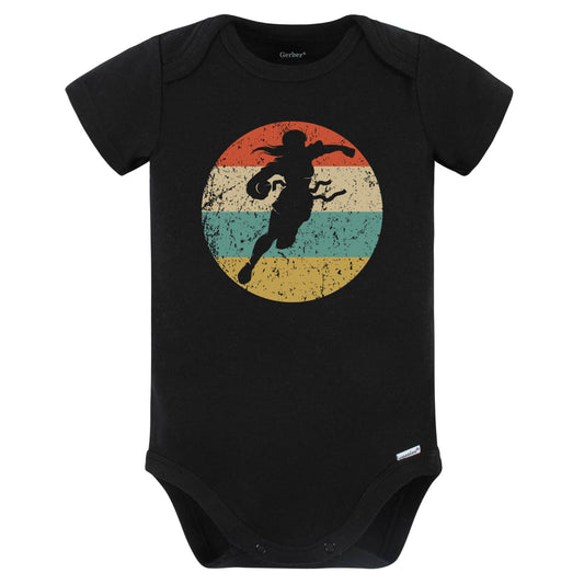 Retro Flag Football Player Female Athlete Girls Sports Baby Bodysuit (Black)