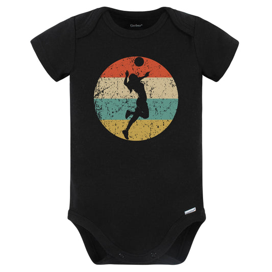 Retro Volleyball Player Serve Female Athlete Girls Sports Baby Bodysuit (Black)