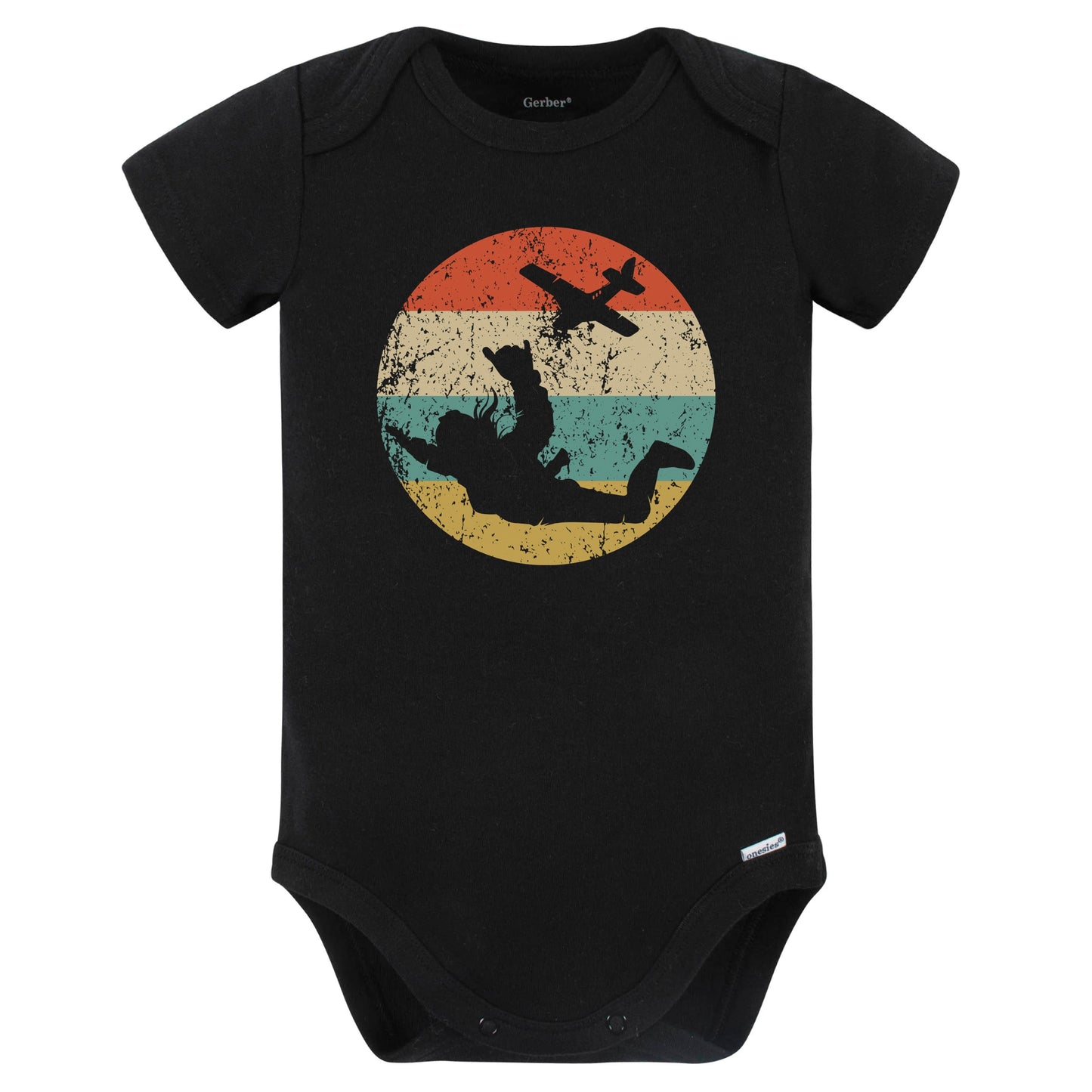 Retro Skydiver Female Athlete Skydiving Girls Sports Baby Bodysuit (Black)