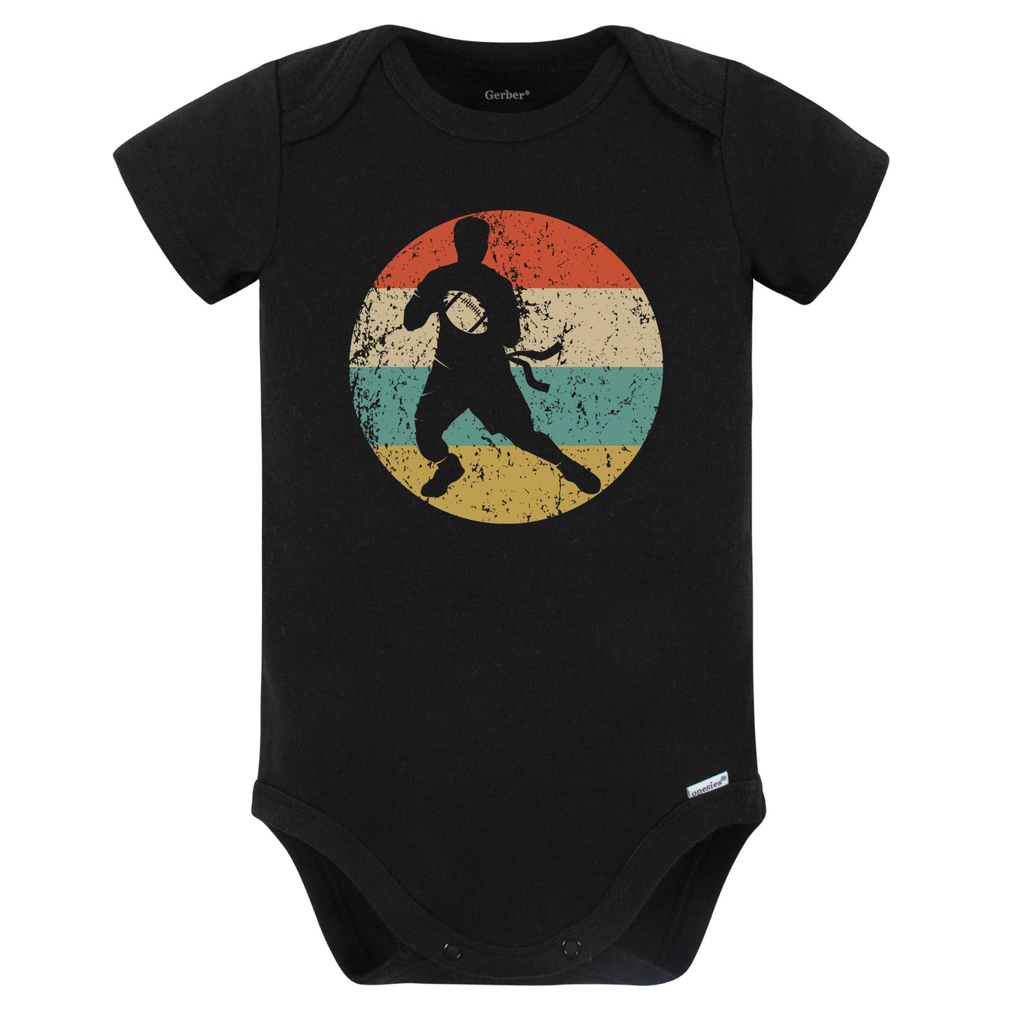 Retro Flag Football Player Vintage Style Flag Football Baby Bodysuit (Black)