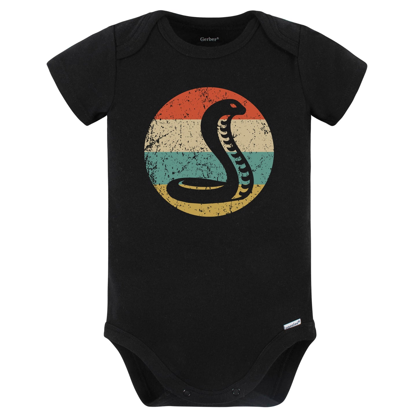 Retro Cobra Snake Vintage Style Wild Animal Baby Bodysuit (Black)