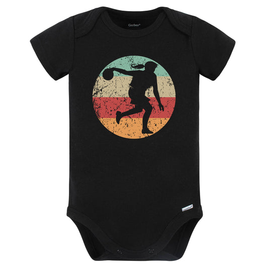 Retro Bowler Female Athlete Bowling Girls Sports Baby Bodysuit (Black)