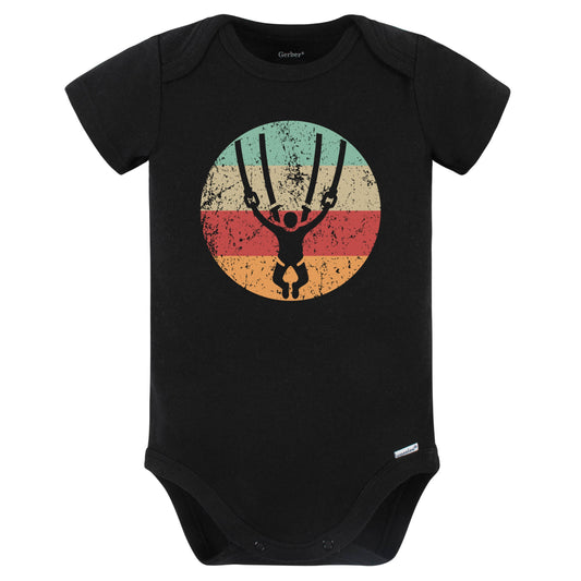 Retro Bungee Jumper Vintage Style Bungee Jumping Baby Bodysuit (Black)