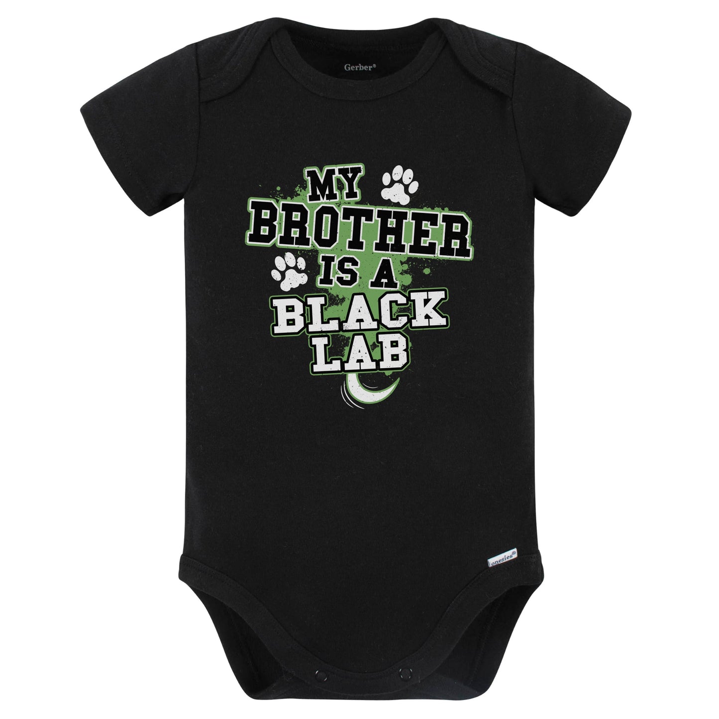My Brother Is A Black Lab Funny Baby Bodysuit (Black)