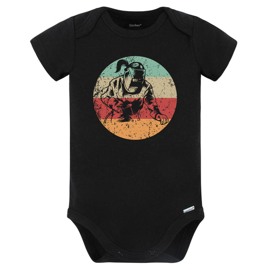 Retro Female Welder Vintage Style Welding Baby Bodysuit (Black)