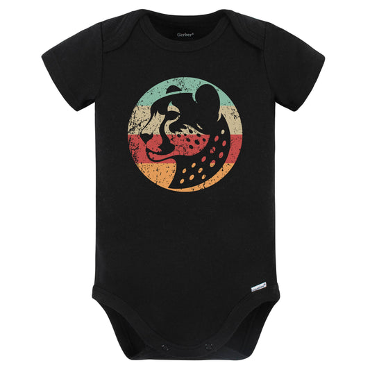 Retro Cheetah Big Cat Vintage Style Wild Animal Baby Bodysuit (Black)