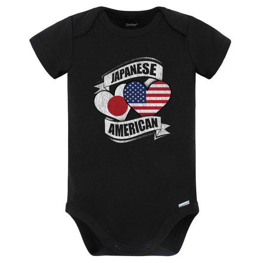 Japanese American Hearts USA Japan Flags Baby Bodysuit (Black)