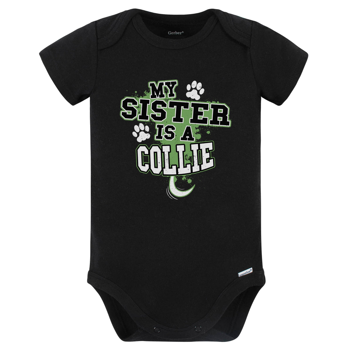 My Sister Is A Collie Funny Baby Bodysuit (Black)