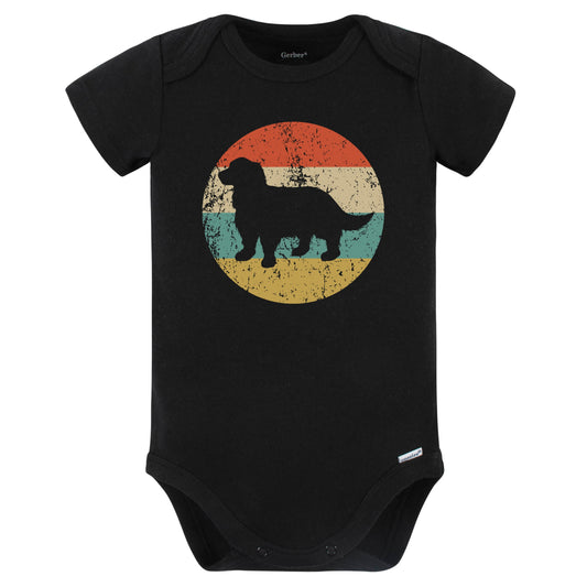 Retro English Springer Spaniel Icon Dog Silhouette Baby Bodysuit (Black)