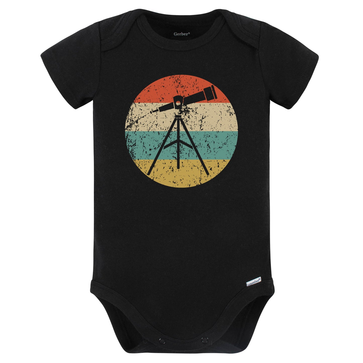 Astronomy Astronomer Telescope Retro Space Science Baby Bodysuit (Black)