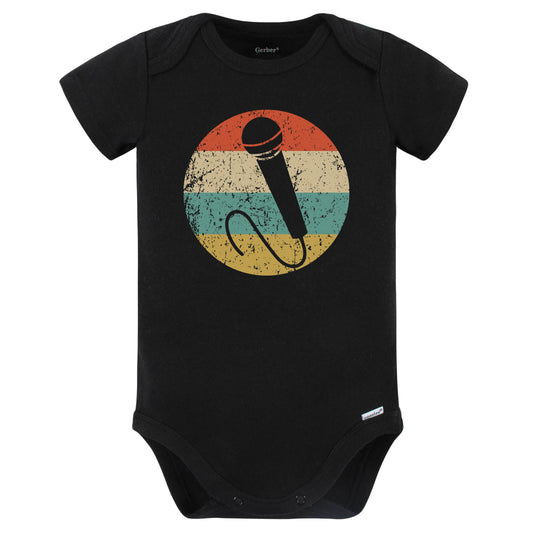 Microphone Silhouette Retro Karaoke Singer Baby Bodysuit (Black)