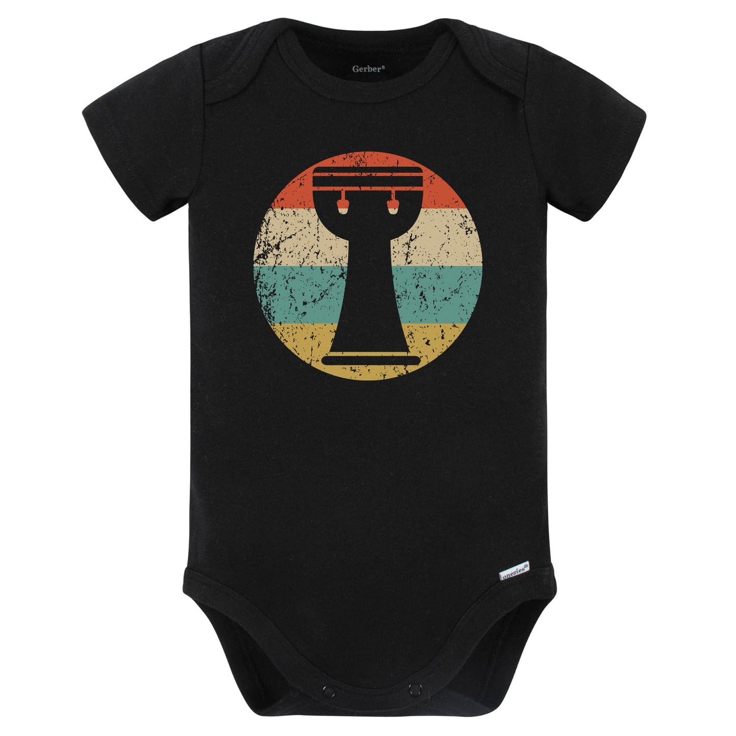 Bongo Drum Retro Music Musician Musical Instrument Baby Bodysuit (Black)