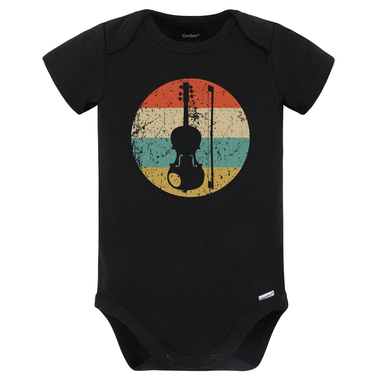 Violin Viola Retro Music Musician Musical Instrument Baby Bodysuit (Black)