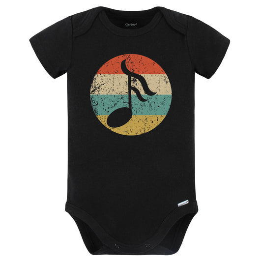 16th Note Silhouette Retro Music Musician Musical Note Baby Bodysuit (Black)