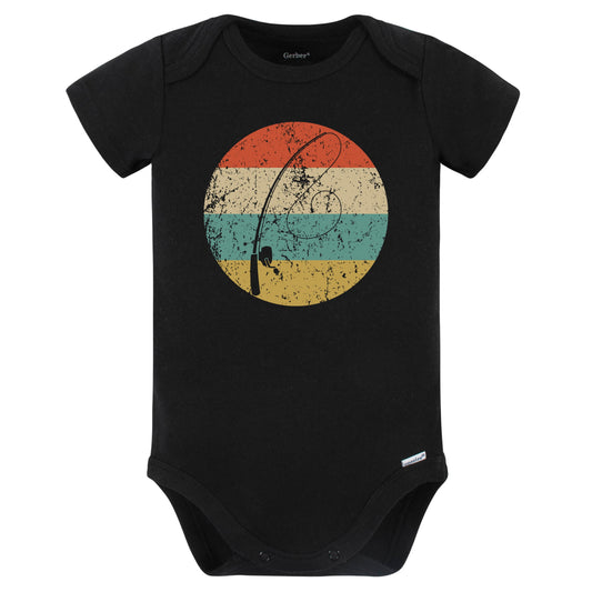 Fishing Pole Fishing Rod Silhouette Retro Fisherman Baby Bodysuit (Black)