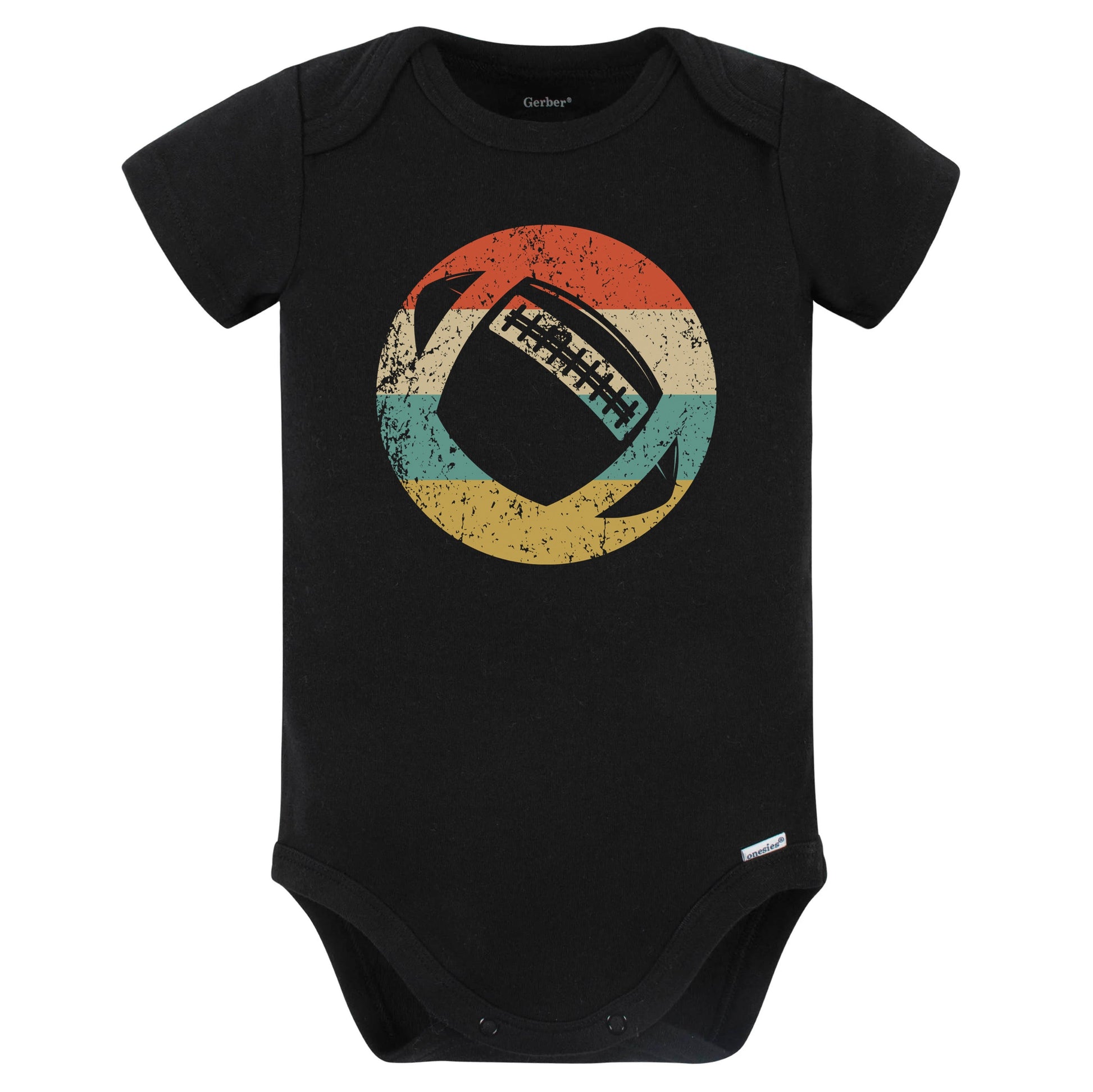 Football Silhouette Retro Sports Baby Bodysuit (Black)