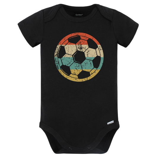Soccer Ball Silhouette Retro Sports Baby Bodysuit (Black)