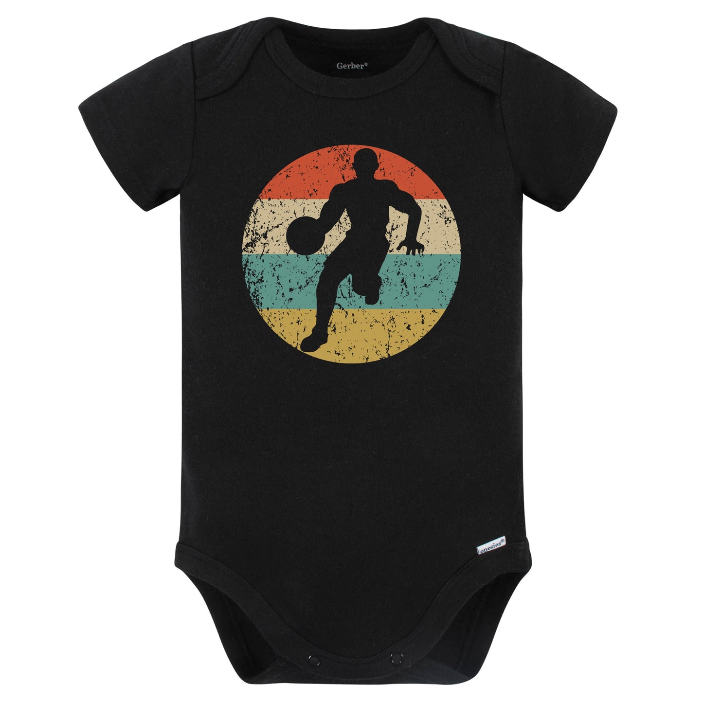 Basketball Player Silhouette Retro Sports Baby Bodysuit (Black)