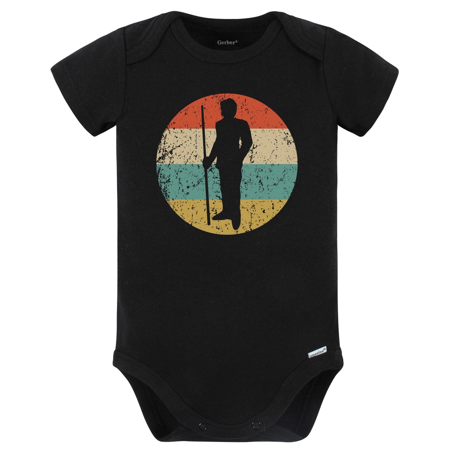 Billiards Player Pool Shark Silhouette Retro Sports Baby Bodysuit (Black)