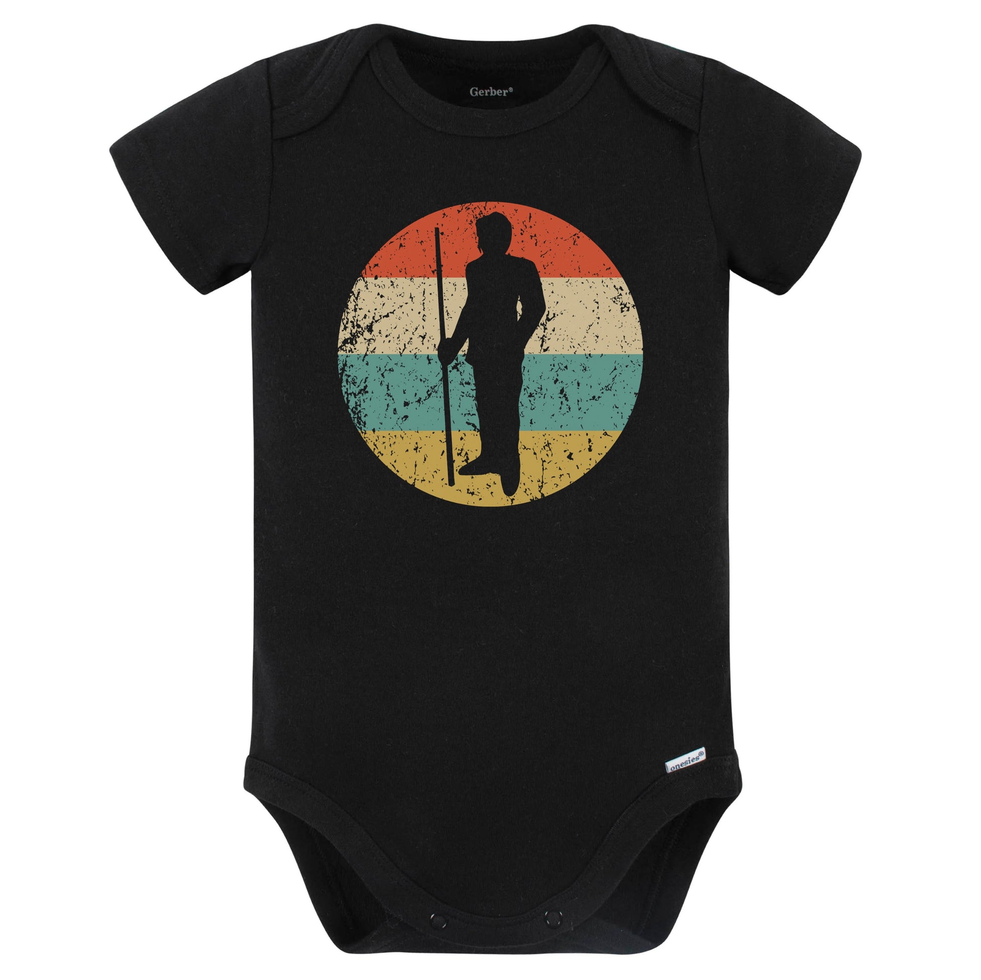 Billiards Player Pool Shark Silhouette Retro Sports Baby Bodysuit (Black)