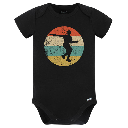 Disc Golf Player Silhouette Retro Sports Baby Bodysuit (Black)