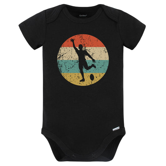Rugby Player Rugby Kick Silhouette Retro Sports Baby Bodysuit (Black)