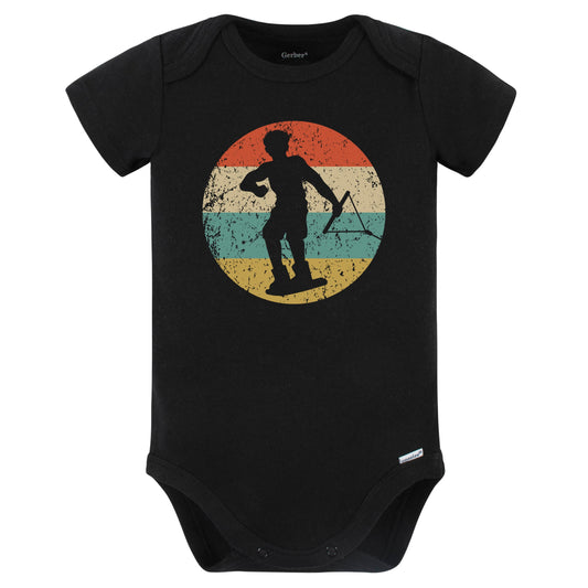 Wakeboarder Wakeboarding Retro Extreme Sports Wakeboard Baby Bodysuit (Black)