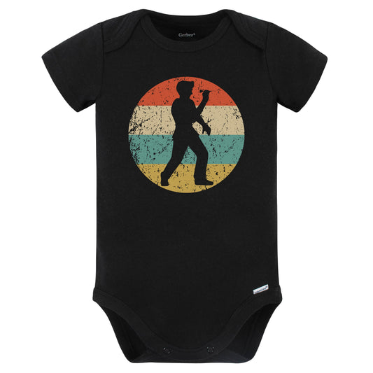 Darts Player Silhouette Retro Darts Baby Bodysuit (Black)