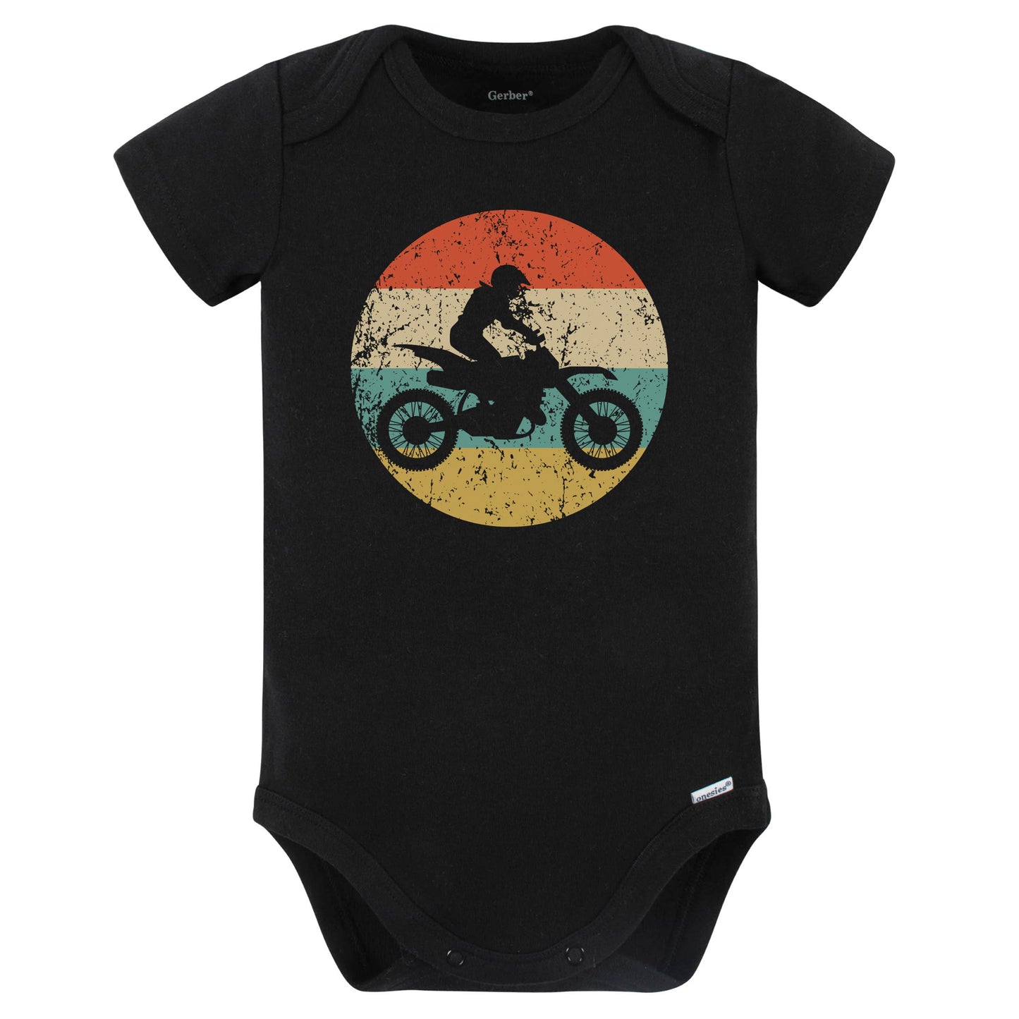 Dirt Biking Motocross Dirt Biker Retro Extreme Sports Baby Bodysuit (Black)