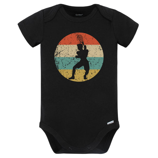 Racquetball Player Silhouette Retro Sports Baby Bodysuit (Black)