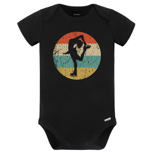 Figure Skater Silhouette Retro Figure Skating Baby Bodysuit (Black)
