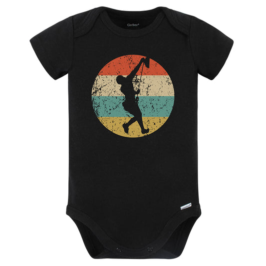 Rock Climber Silhouette Retro Rock Climbing Baby Bodysuit (Black)