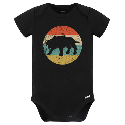 Saber-Toothed Tiger Smilodon Retro Prehistoric Cat Baby Bodysuit (Black)