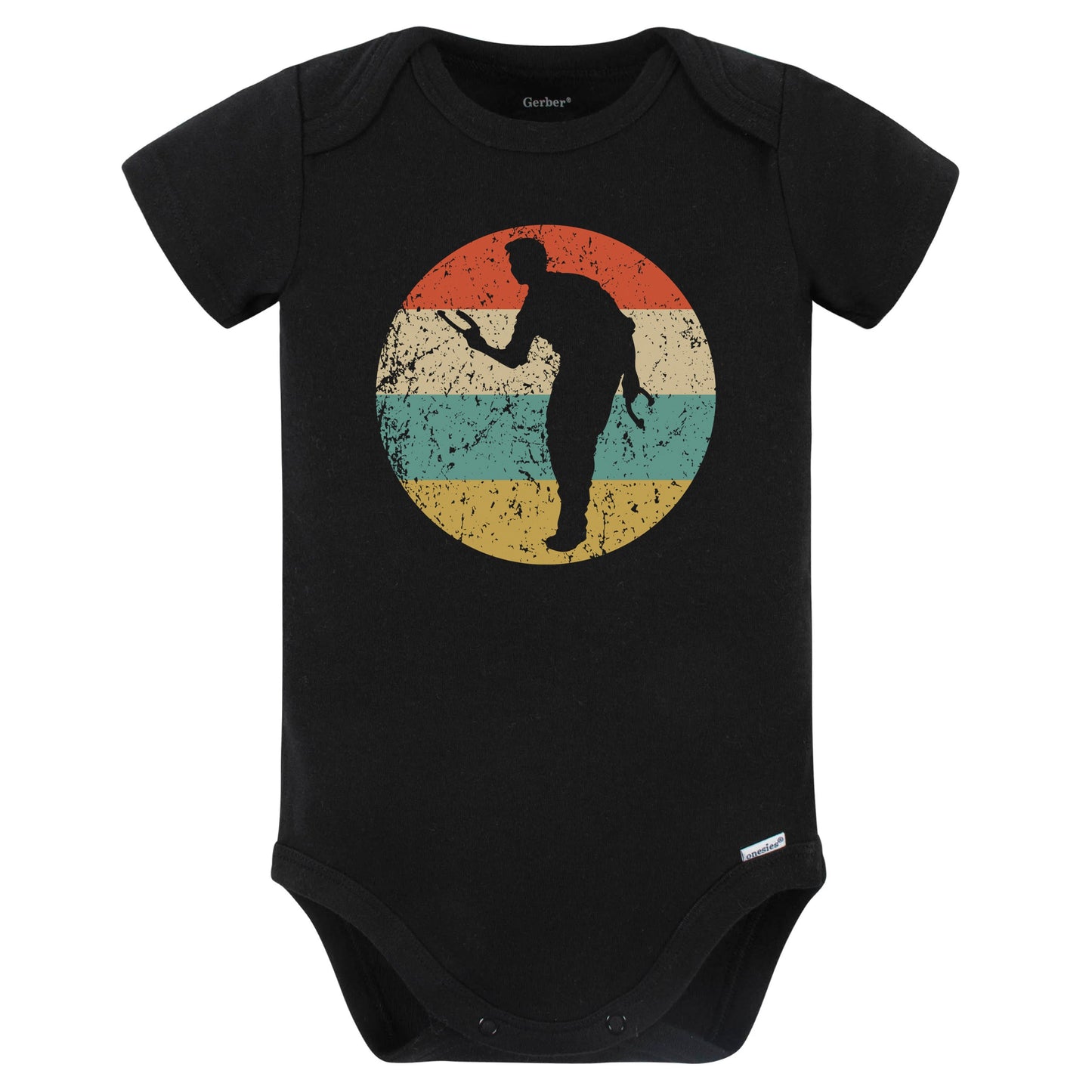 Horseshoes Player Silhouette Retro Horseshoes Baby Bodysuit (Black)