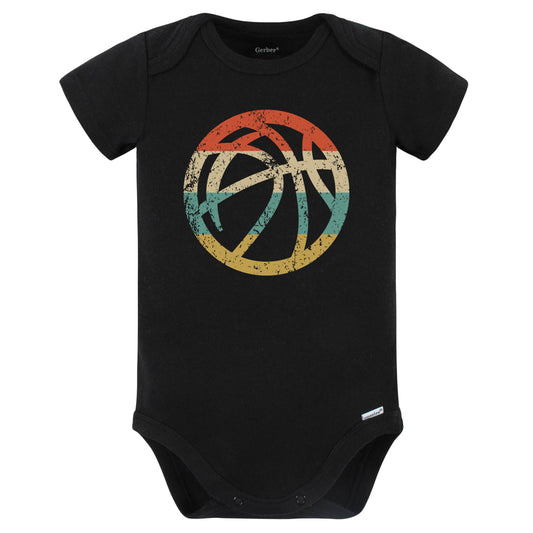 Basketball Icon Retro Basketball Baby Bodysuit (Black)