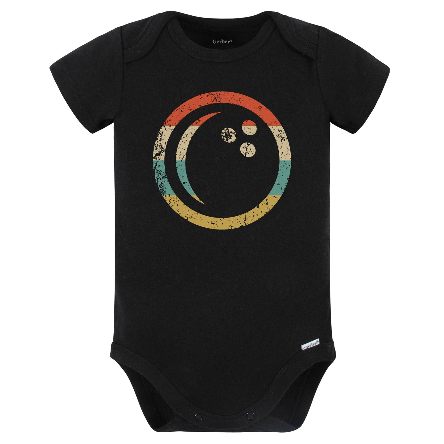 Bowling Ball Icon Retro Bowling Baby Bodysuit (Black)