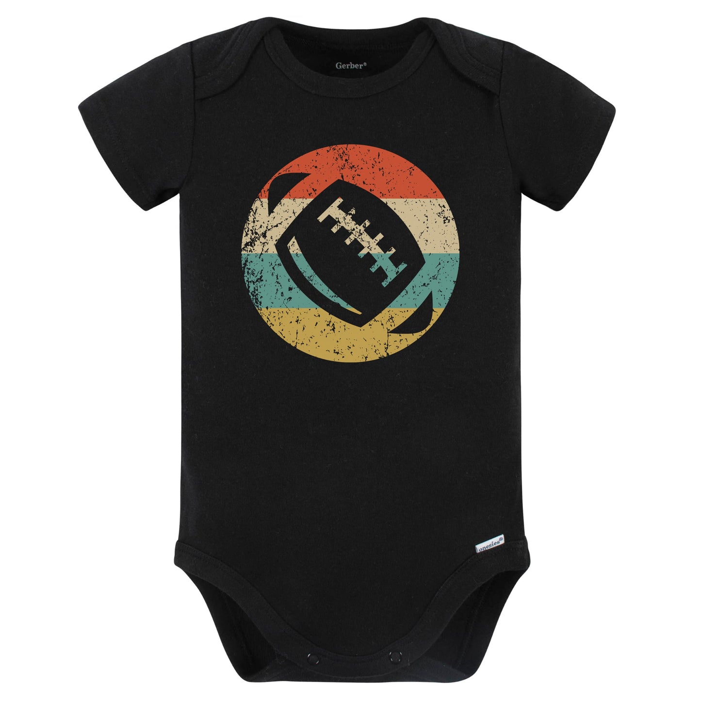 Football Ball Icon Retro Football Baby Bodysuit (Black)