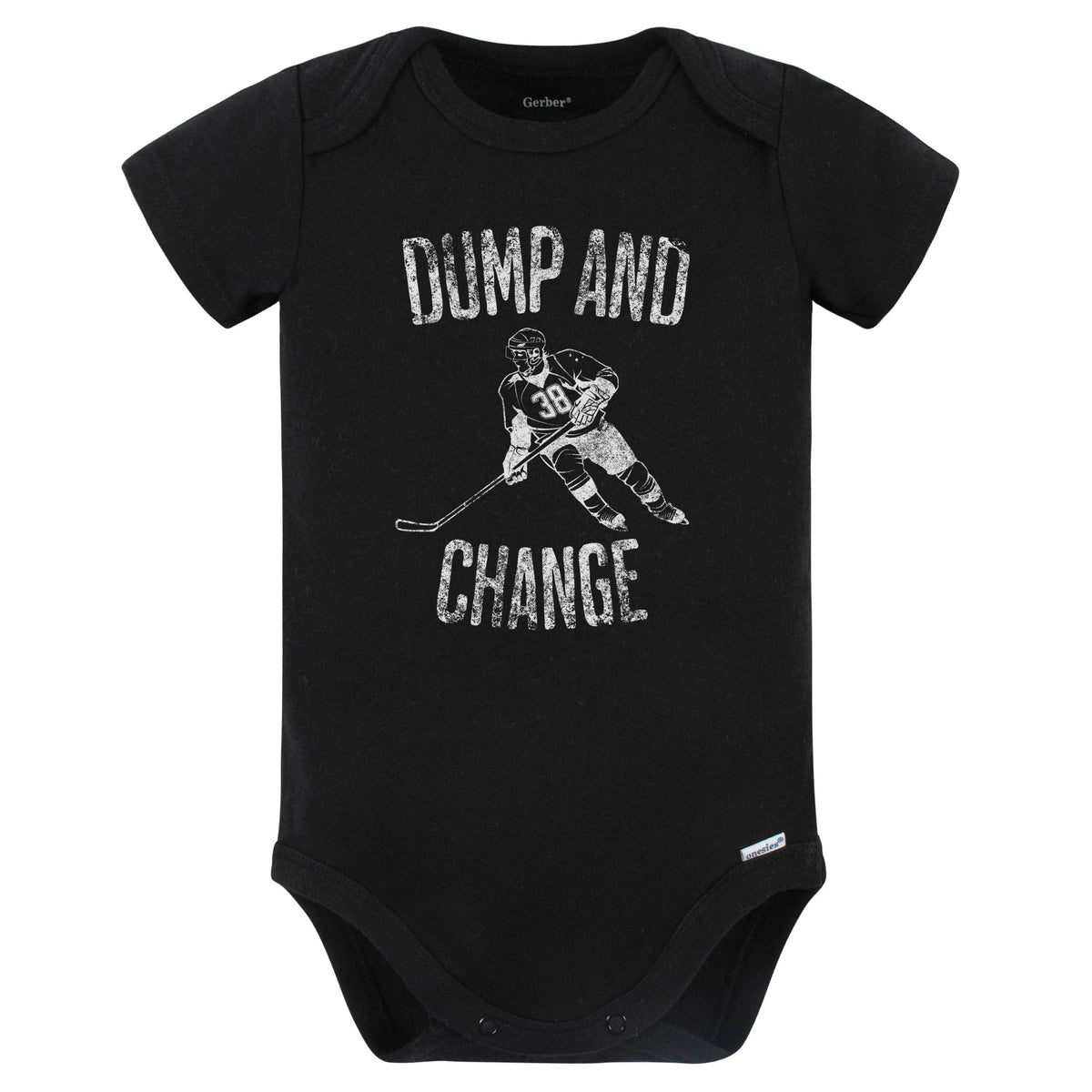 Dump and Change Funny Hockey Baby Bodysuit (Black)