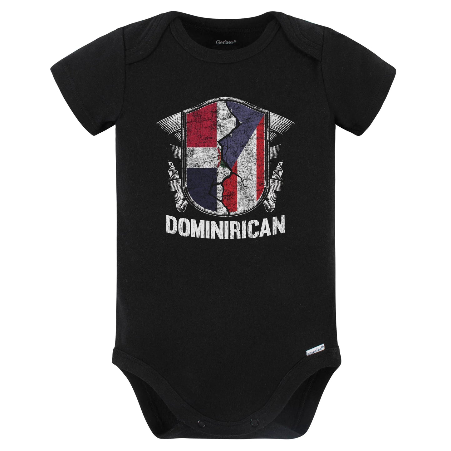 Dominirican Dominican Republic Puerto Rico Flags Baby Bodysuit (Black)