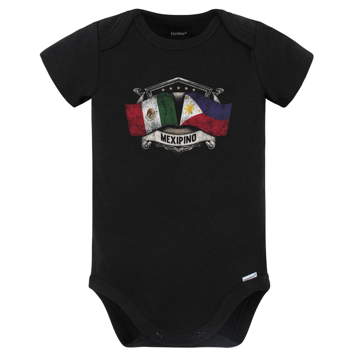 Mexico Philippines Flags Mexican Filipino Mexipino Baby Bodysuit (Black)