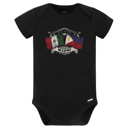 Mexico Philippines Flags Mexican Filipino Mexipino Baby Bodysuit (Black)