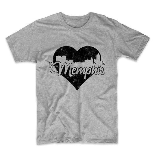 Retro Memphis Tennessee Skyline Heart Distressed T-Shirt