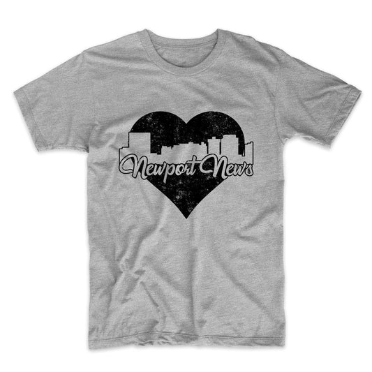 Retro Newport News Virginia Skyline Heart Distressed T-Shirt