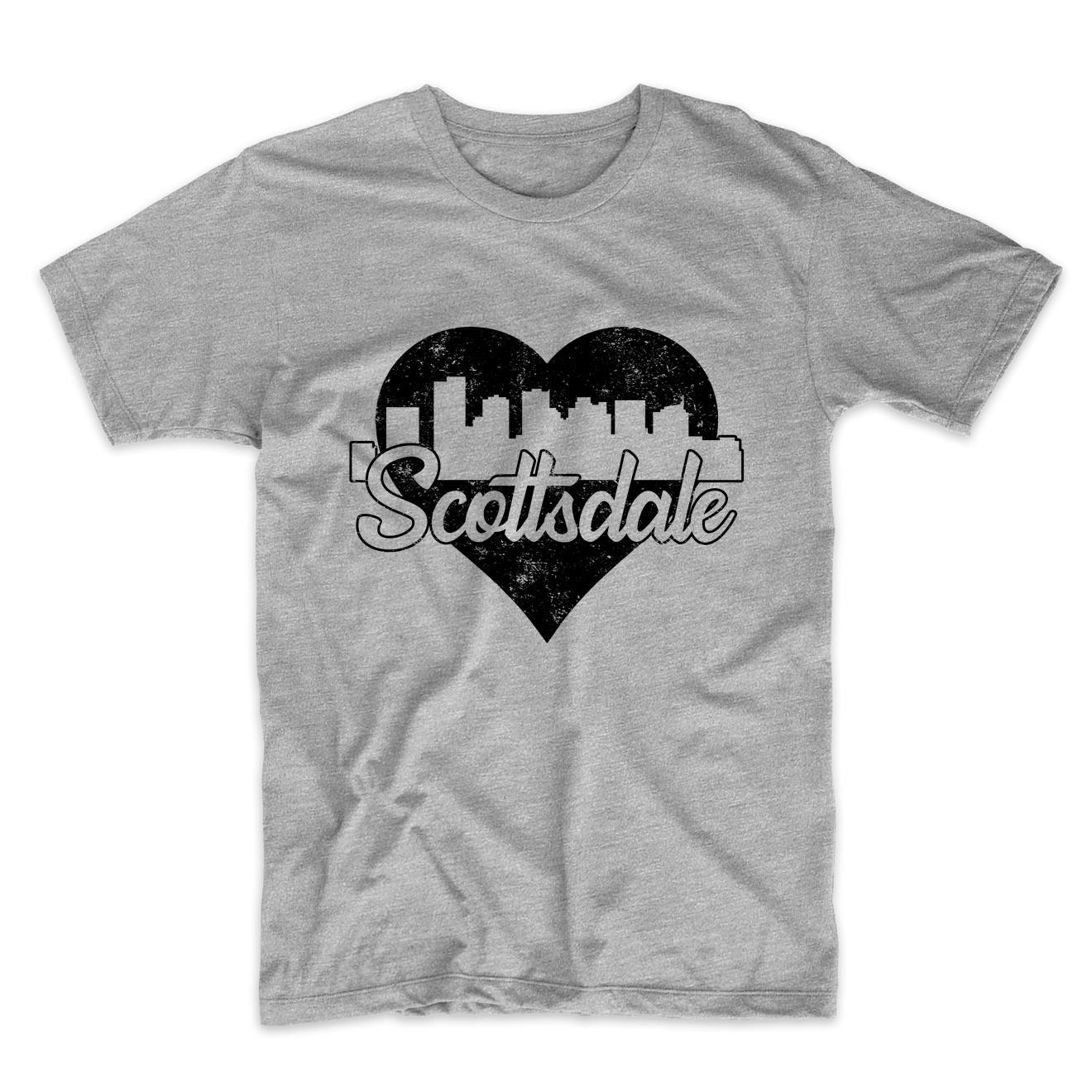 Retro Scottsdale Arizona Skyline Heart Distressed T-Shirt