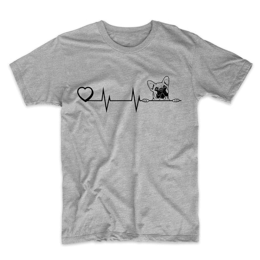 Heart Heartbeat Line Chart French Bulldog Dog Breed T-Shirt