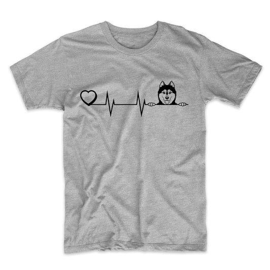 Heart Heartbeat Line Chart Siberian Husky Dog Breed T-Shirt