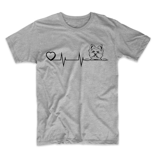 Heart Heartbeat Line Chart Yorkshire Terrier Dog Breed T-Shirt