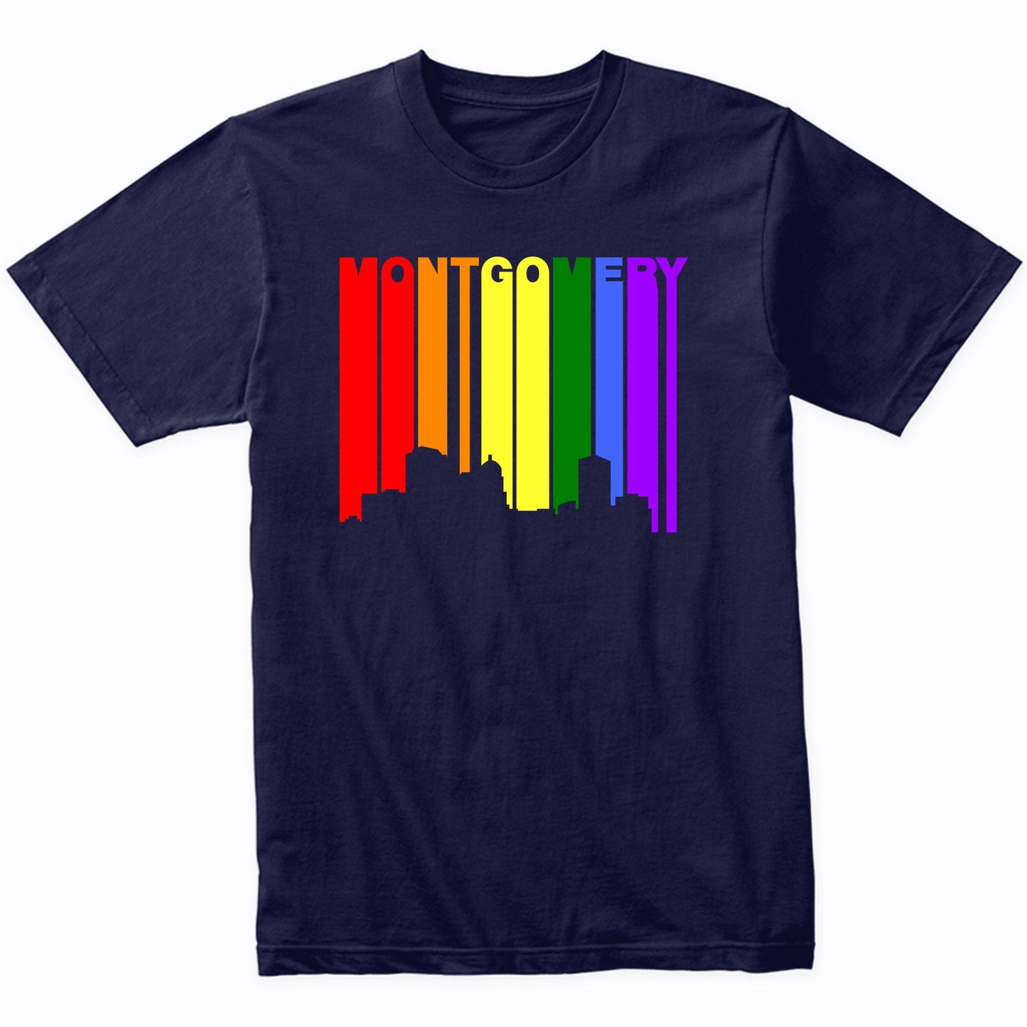 Montgomery Alabama LGBTQ Gay Pride Rainbow Skyline T-Shirt