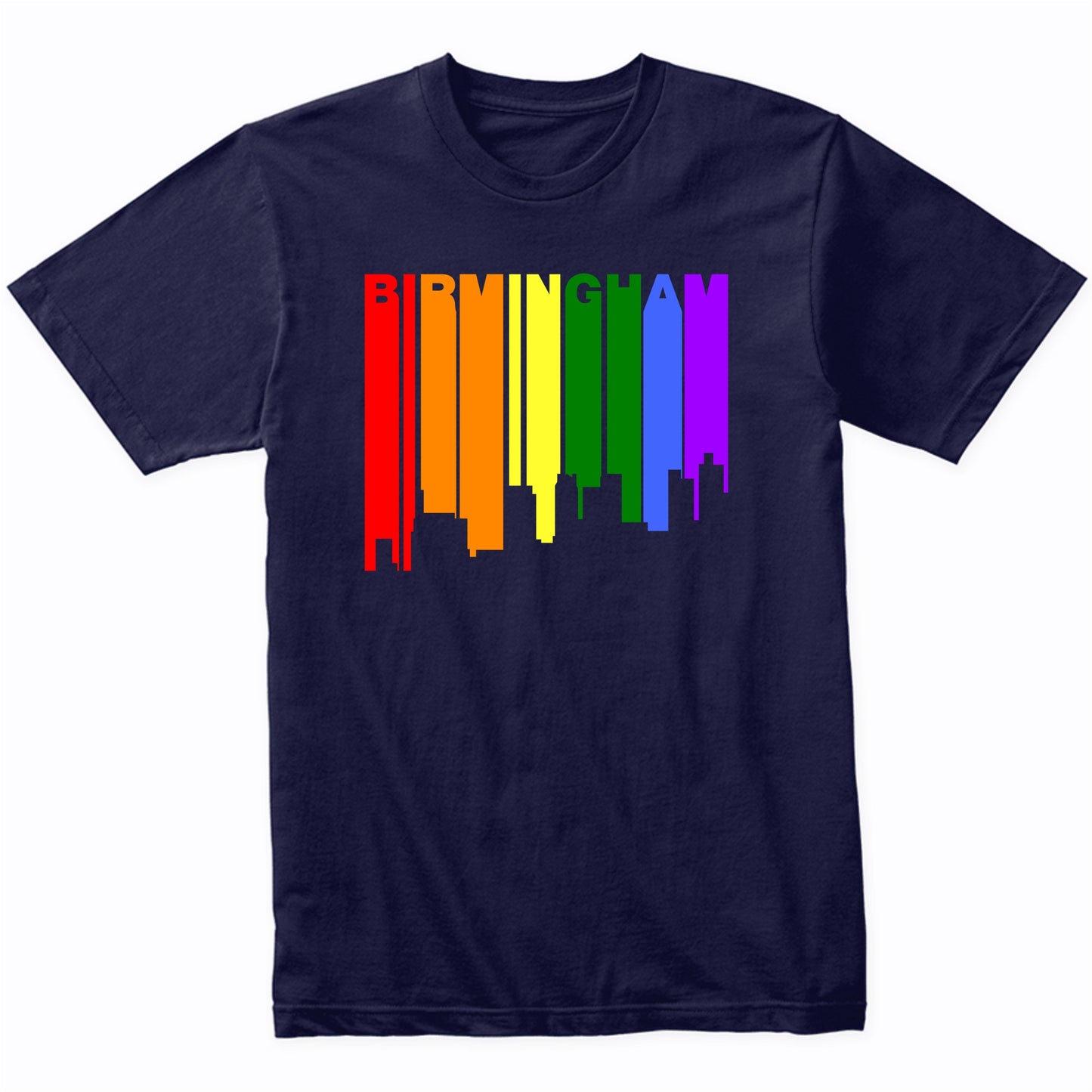 Birmingham Alabama LGBTQ Gay Pride Rainbow Skyline T-Shirt